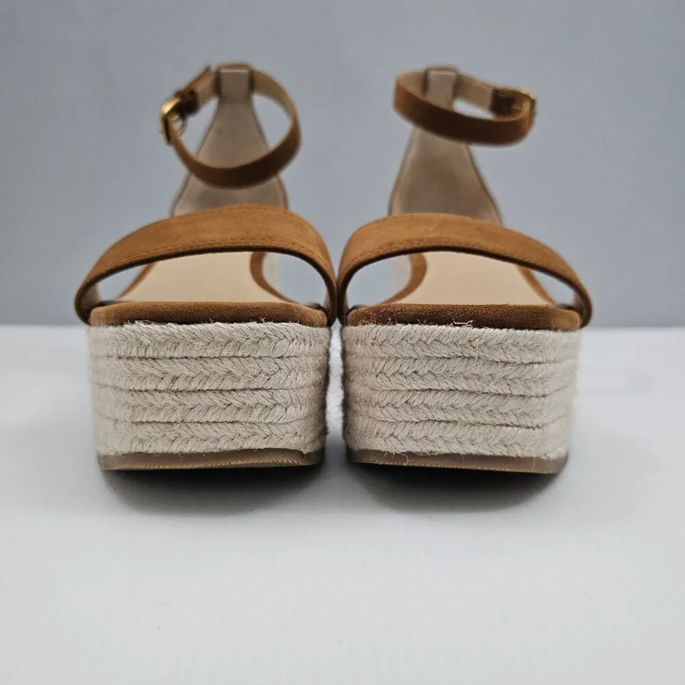 Veronica Beard Gianna Espadrille Wedge Sandal 10 Brown Suede Ankle Strap NEW